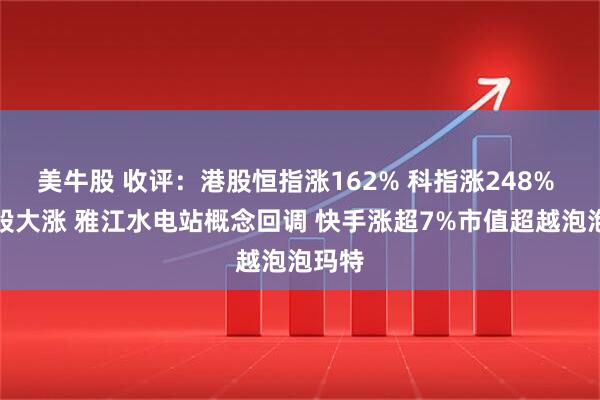 美牛股 收评：港股恒指涨162% 科指涨248% 科网股大涨 雅江水电站概念回调 快手涨超7%市值超越泡泡玛特
